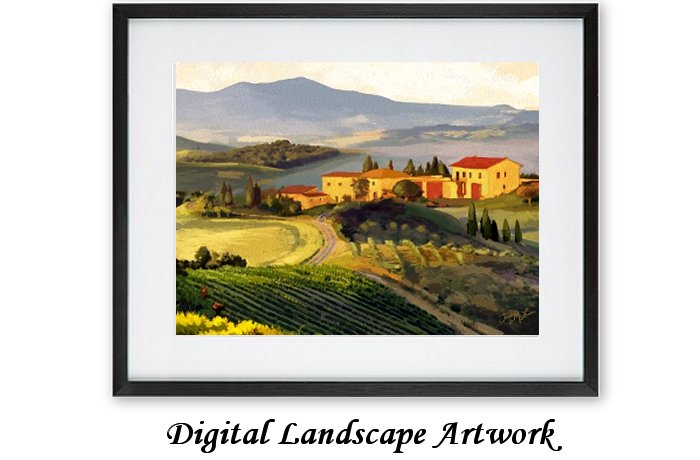 Digital Landscape Artwork Framed Print
